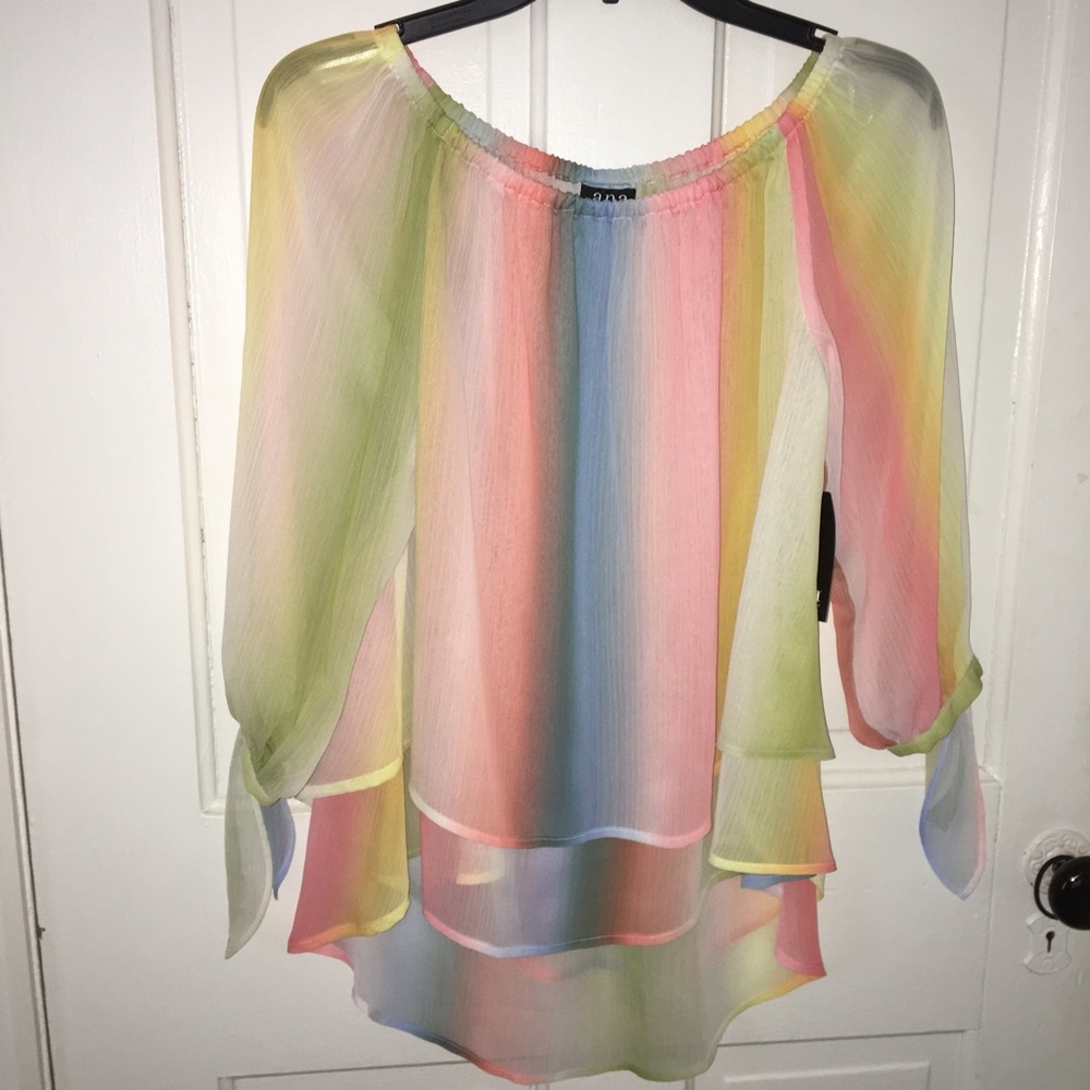 A.n.a soft sunset rainbow blouse NEW W/ TAG